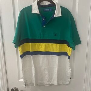 Nautica Men's Green, Yellow, and White Polo Shirt